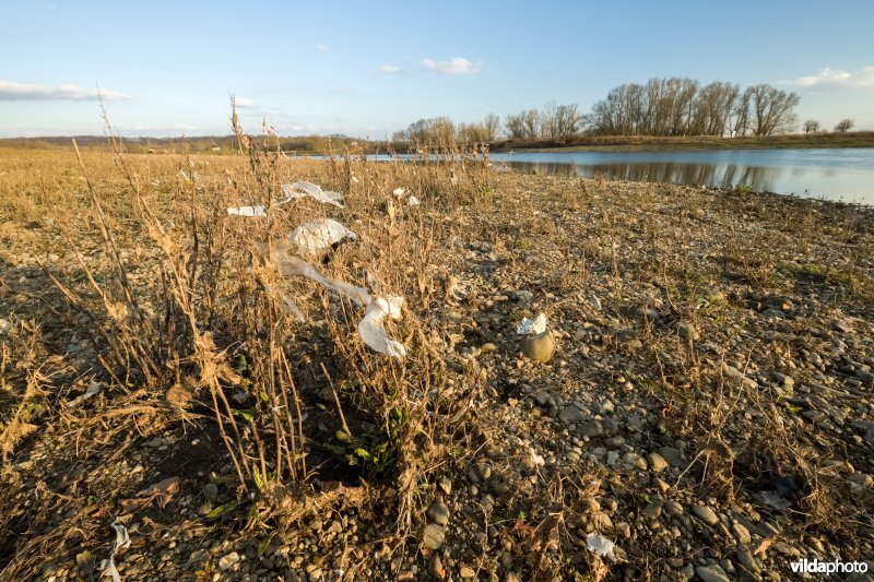 Afval na het wegtrekken van hoogwater