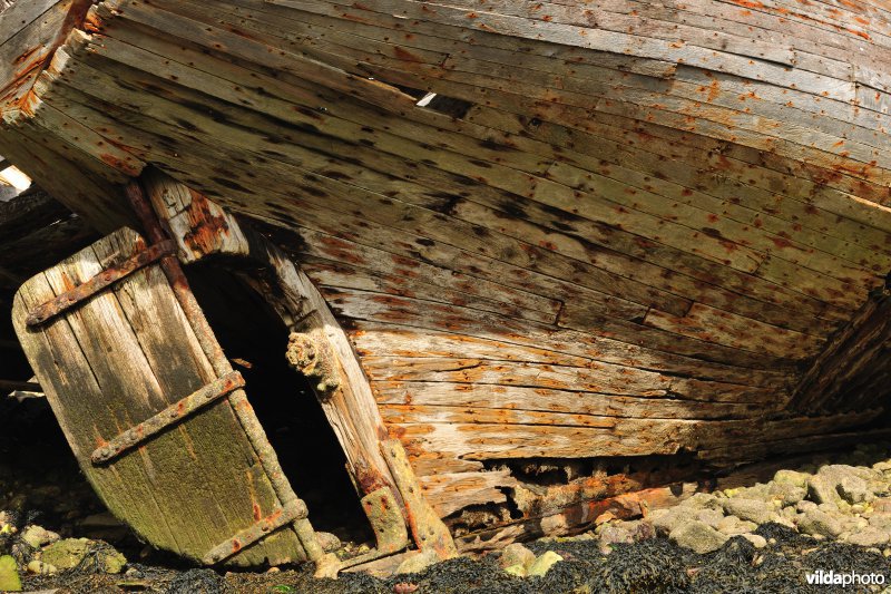 Detail van oude vissersboot